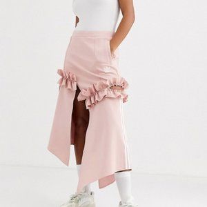 J KOO X Adidas Ruffle Midi Skirt - Pink
